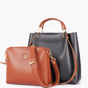Black Brown Tote Set