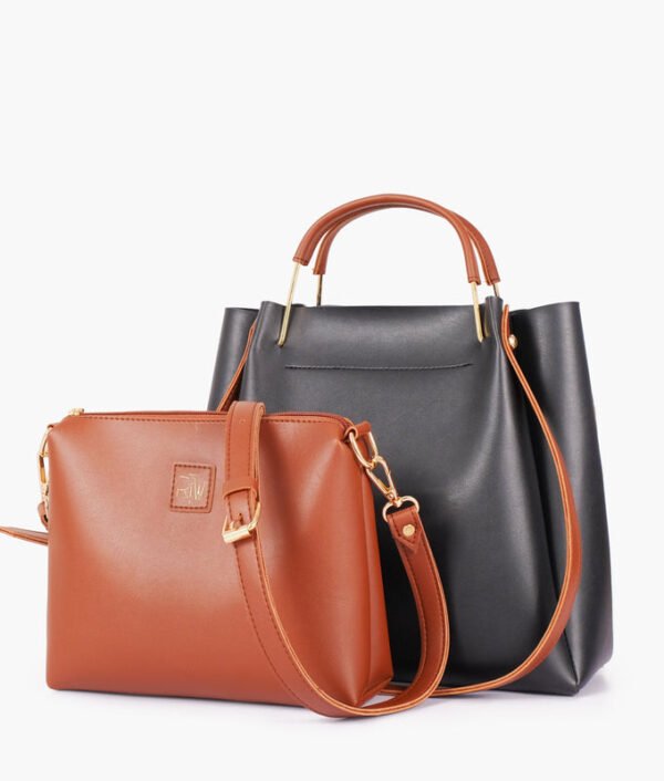 Black Brown Tote Set