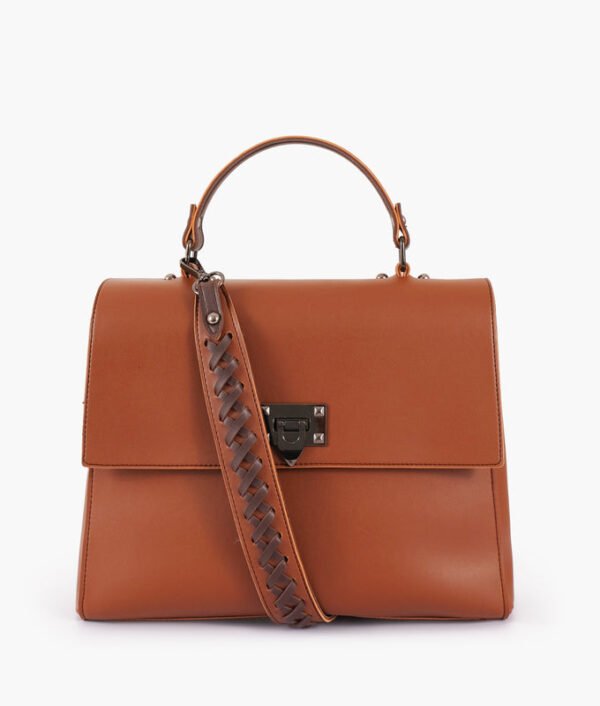 Brown Flap Handle Bag