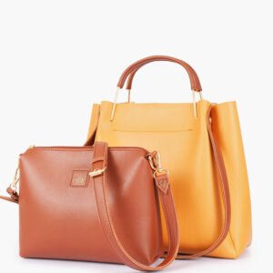 Mustard Brown Tote Set