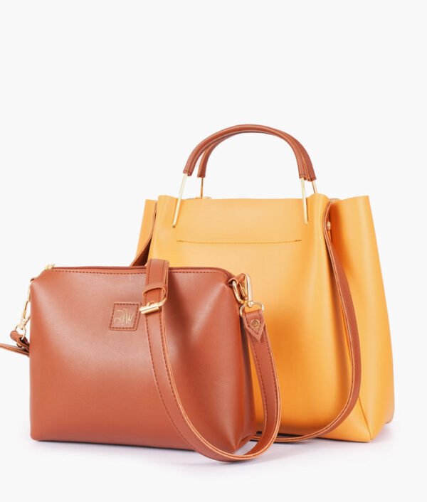 Mustard Brown Tote Set